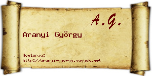 Aranyi György névjegykártya